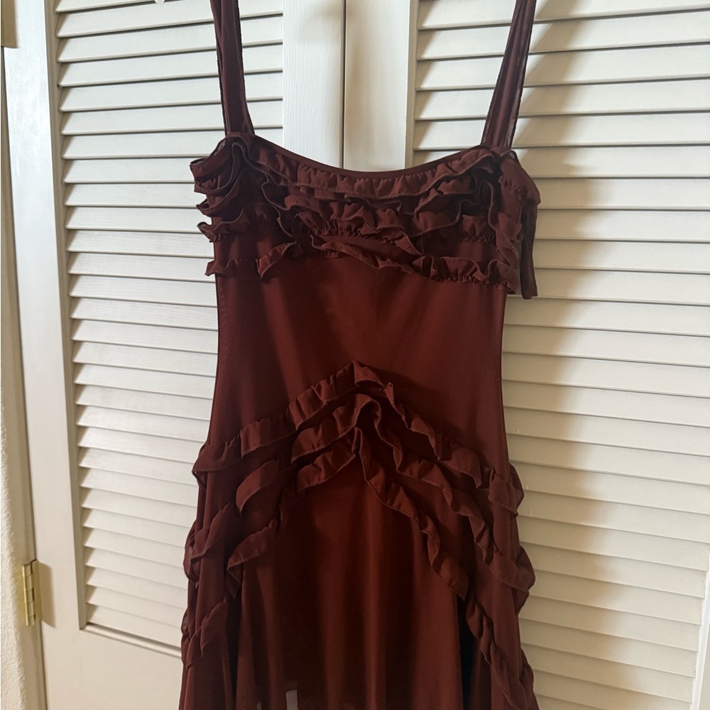 Ruffled Brown Sun Dress